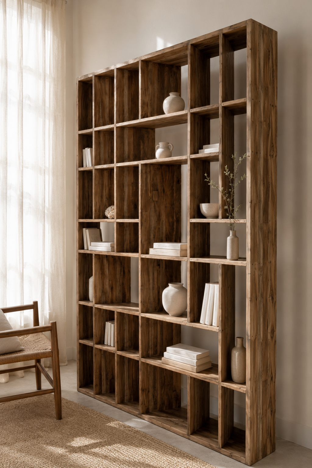 Bibliothèque en bois massif