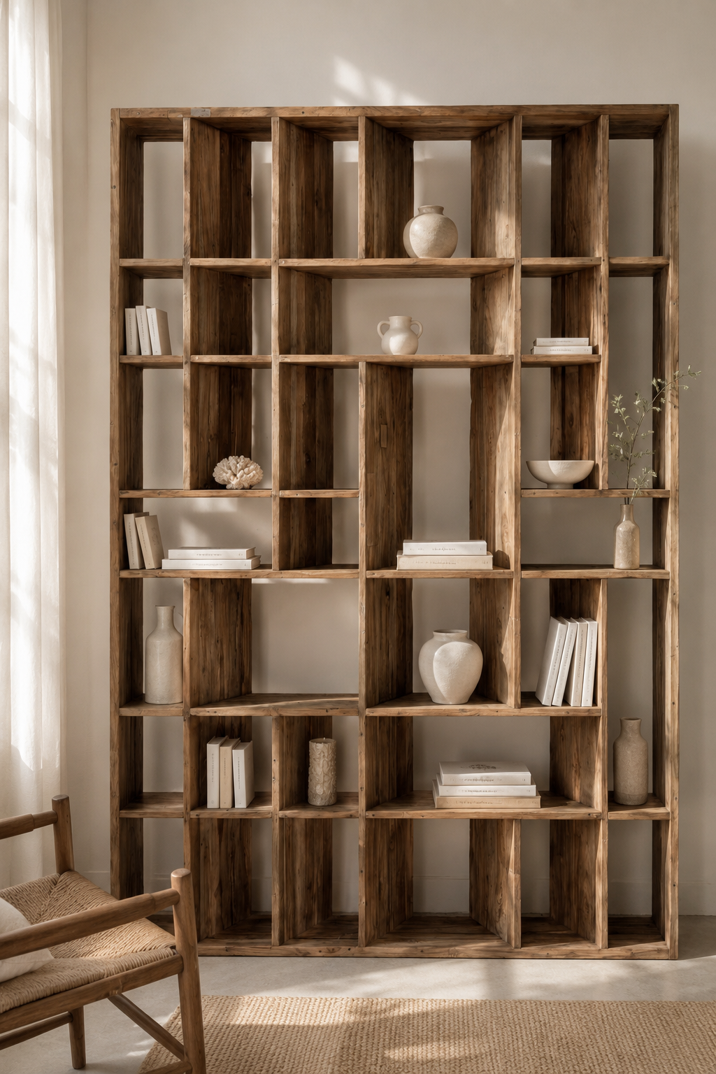Bibliothèque en bois massif